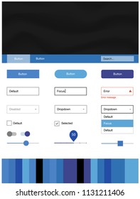 Light BLUE vector design ui kit with curved circles. Colorful illustration in abstract memphis style with gradient. Simple colorful design for websites.