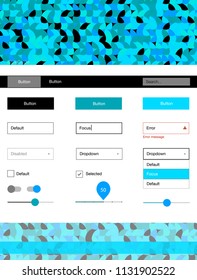 Light BLUE vector design ui kit with dots. Modern Style guide with colorful gradient circles in its header. Simple colorful design for websites.