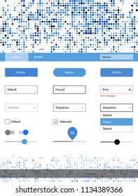Light BLUE vector design ui kit with dots. Decorative ui kit design in abstract style with colorful dots. Simple colorful design for websites.