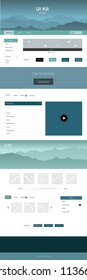 Light BLUE vector design ui kit with landscape. Colorful ui/ux kit with header consisted of hills & rocks. Modern template for your landing page.