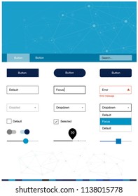 Light BLUE vector design ui kit with mosaic, circles. Colorful ui/ux kit with triangles, circles in header. Modern template for your landing page.