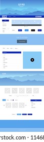 Light BLUE vector design ui kit with landscape. Decorative ui kit design in abstract style with colorful rocks. Sample for your landing page of tourism.