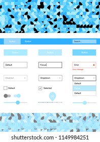 Light BLUE vector design ui kit with dots. Simple Material Design Kit with colorful dots in header. This sample is for your landing page.