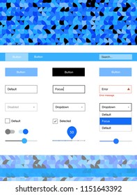 Light BLUE vector design ui kit with dots. Web ui kit with abstract gradient circles in its header. Modern template for your landing page.