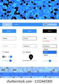 Light BLUE vector design ui kit with dots. Web ui kit with abstract gradient circles in its header. This sample is for your website.