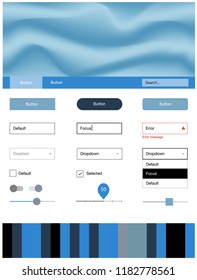 Light BLUE vector design ui kit with curved circles. Creative illustration in halftone marble style with gradient. Beautiful layout for websites, landing pages.