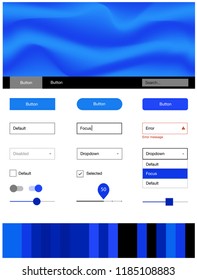Light BLUE vector design ui kit with curved circles. Elegant bright illustration with gradient  in memphis style. Beautiful layout for websites, landing pages.