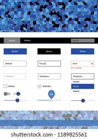 Light BLUE vector design ui kit with dots. Beautiful ui ux kit with colorful dots in its header. This template you can use for landing pages.