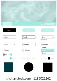 Light BLUE vector design ui kit with universe stars. Simple Material Design Kit with colorful clouds in header. This sample is for your website.