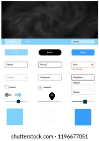 Light BLUE vector design ui kit with universe stars. Beautiful ui ux kit with colorful sky in its header. This sample is for your landing page.