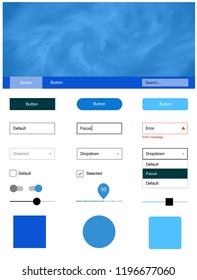 Light BLUE vector design ui kit with universe stars. Colorful Style guide with stars on abstract background. This sample is for your landing page.