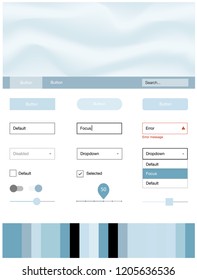 Light BLUE vector design ui kit with curved circles. Colorful illustration in abstract memphis style with gradient. This template you can use for websites.
