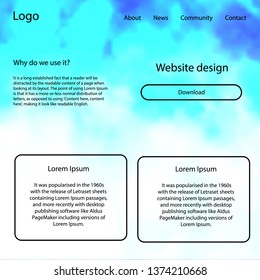 Light BLUE vector design ui kit with universe stars. Simple Material Design Kit with colorful clouds in header. Simple colorful design for websites.