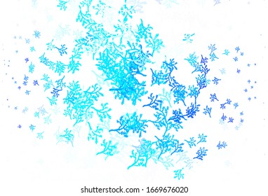 Light BLUE vector doodle backdrop with sakura. Doodle illustration of leaves and branches in Origami style. Elegant pattern for your brand book.