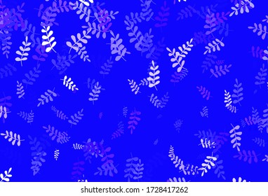 Light BLUE vector doodle backdrop with leaves. New colorful illustration in doodle style with leaves. New design for your business.