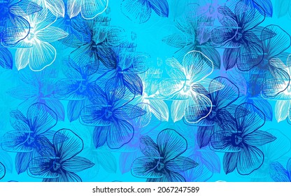 Light BLUE vector doodle backdrop with flowers. Modern abstract illustration with flowers. Pattern for heads of websites, designs.