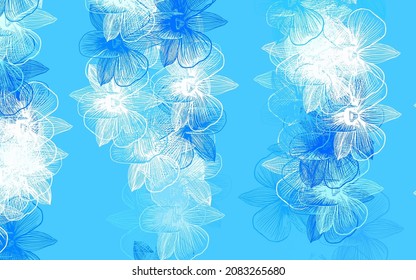 Light BLUE vector doodle backdrop with flowers. Colorful illustration in doodle style with flowers. New design for your business.