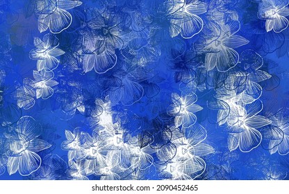 Light BLUE vector doodle backdrop with flowers. Creative illustration in blurred style with flowers. Colorful pattern for kid's books.