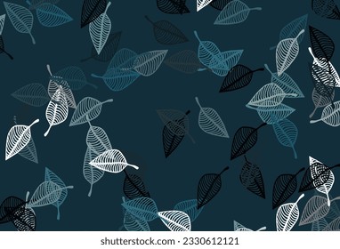 Light BLUE vector doodle backdrop. Brand new colorful illustration in modern style with leaves. Hand painted design for wrapping, wallpaper.