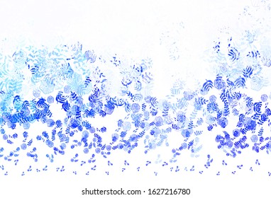 Light BLUE vector doodle background with leaves, flowers. Sketchy doodles on white background. Doodle design for your web site.