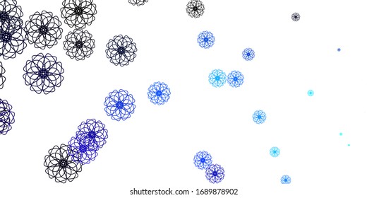 Light BLUE vector doodle background with flowers. Colorful flowers in natural style on simple background. Smart design for leaflets, books.