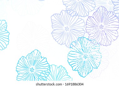 Light BLUE vector doodle background with leaves. Illustration with colorful abstract doodle flowers. Doodle design for your web site.