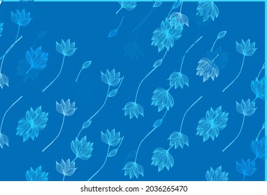 Light BLUE vector doodle background. Brand new colorful illustration in modern style with leaves. The template for background of cell phones.