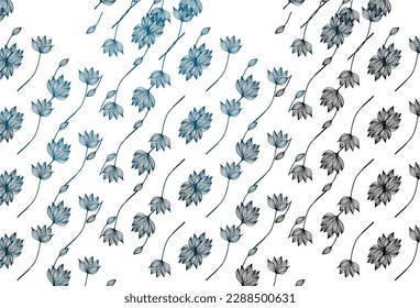 Light BLUE vector doodle background. A vague abstract illustration with leaves in doodles style. Hand painted design for wrapping, wallpaper.