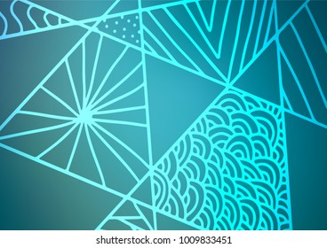 Light BLUE vector doodle blurred texture. Glitter abstract illustration with doodles and Zen tangles. Hand painted design for web, leaflet, textile.