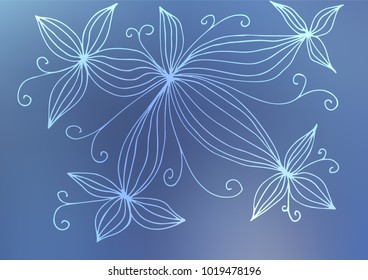 Light BLUE vector doodle blurred template. Ethnic elegant natural pattern with gradient. The doodle design can be used for your web site.