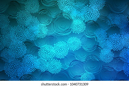 Light BLUE vector doodle blurred pattern. Flowers on blurred abstract background with gradient. The pattern can be used for wallpapers and coloring books.