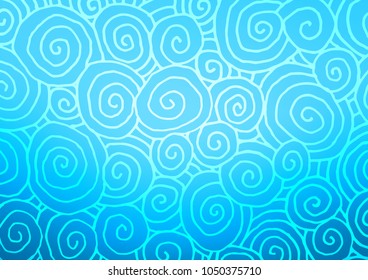 Light BLUE vector doodle blurred texture. Colorful abstract illustration with lines in Asian style. The pattern can be used for coloring books and pages for kids.