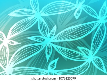 Light BLUE vector doodle blurred background. Ethnic elegant natural pattern with gradient. The doodle design can be used for your web site.