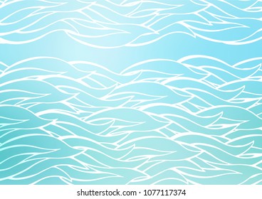 Light BLUE vector doodle blurred texture. Colorful abstract illustration with lines in Asian style. The textured pattern can be used for website.