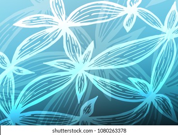 Light BLUE vector doodle blurred template. Shining colored illustration with doodles in Zen tangle style. The elegant pattern can be used as a part of a brand book.