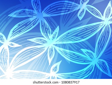 Light BLUE vector doodle blurred template. Blurred decorative design in Indian style with Zen tangles. The pattern can be used for heads of websites and designs.