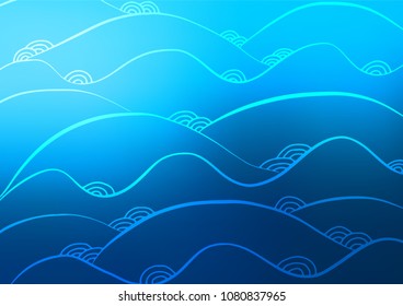 Light BLUE vector doodle blurred texture. Colorful abstract illustration with lines in Asian style. Hand painted design for web, leaflet, textile.