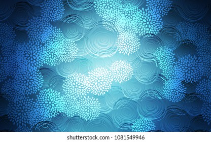 Light BLUE vector doodle blurred template. Blurred decorative design in Indian style with flowers. Brand-new style for your business design.