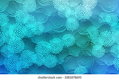 Light BLUE vector doodle blurred template. Colorful illustration in doodle style with flowers. The elegant pattern can be used as a part of a brand book.