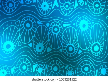 Light BLUE vector doodle blurred template. Ethnic elegant natural pattern with gradient. The completely new template can be used for your brand book.