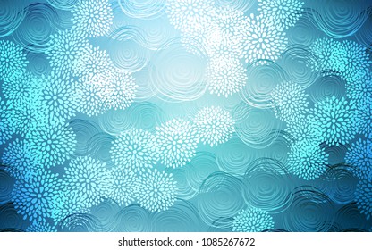 Light BLUE vector doodle blurred template. Brand-new colored illustration in blurry style with flowers. The pattern can be used for coloring books and pages for kids.