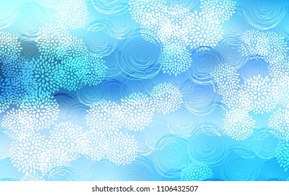 Light BLUE vector doodle blurred pattern. flowers on elegant natural pattern with gradient. Hand painted design for web, leaflet, textile.