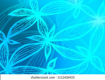 Light BLUE vector doodle blurred template. Colorful abstract illustration with lines in Asian style. The pattern can be used for coloring books and pages for kids.