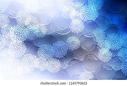 Light BLUE vector doodle blurred template. A vague abstract illustration with flowers in doodles style. The pattern can be used for heads of websites and designs.