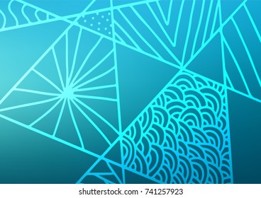 Light BLUE vector doodle blurred template. Ethnic elegant natural pattern with gradient. Hand painted design for web, leaflet, textile.