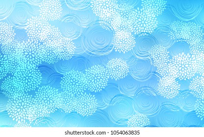 Light BLUE vector doodle bright layout. Flowers on blurred abstract background with gradient. A new texture for your design.