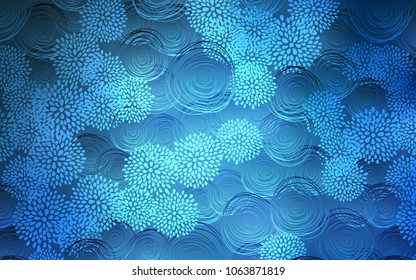 Light BLUE vector doodle bright template. Colorful illustration in doodle style with flowers. The elegant pattern can be used as a part of a brand book.