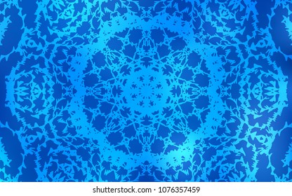 Light BLUE vector doodle bright template. Blurred decorative design in Indian style with lines drown by child. The pattern can be used for wallpapers and coloring books.