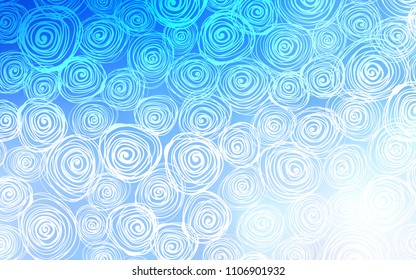 Light BLUE vector doodle bright pattern. Roses on blurred abstract background with gradient. Hand painted design for web, leaflet, textile.