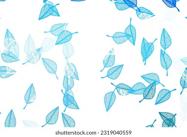 Diseño de doodle de vector BLUE claro. Patrón con hojas coloreadas degradadas en estilo natural. Una nueva textura para tu diseño.